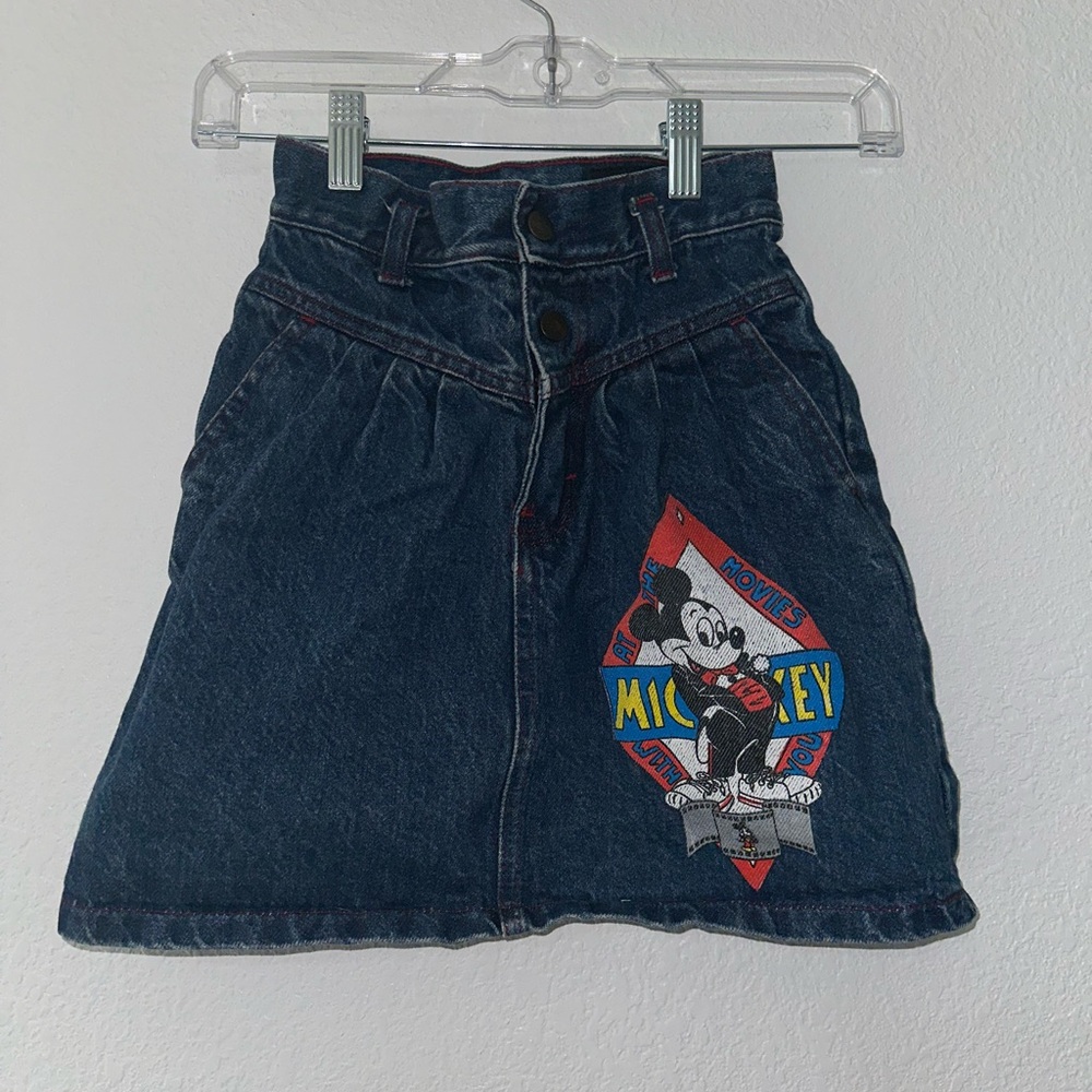 Silver Unicorn Girls Blue Denim A-Line Skirt Mickey Mouse Graphic Size 7